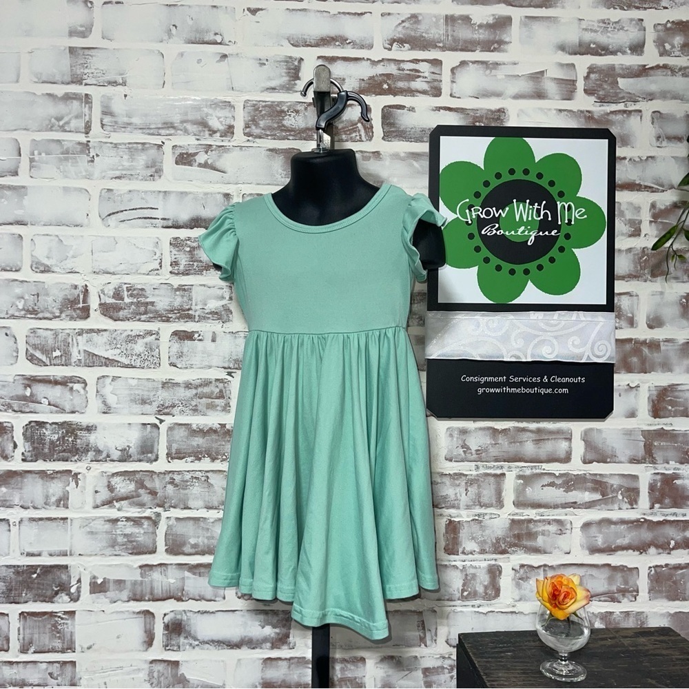 Dot Dot Smile mint Pleated Fit and Flare Dress 2T